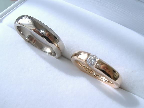 ピンクゴールド・ブラックゴールドで作った結婚指輪オーダー例