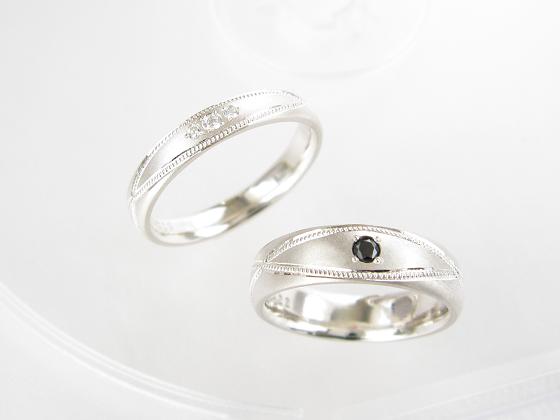 おしゃれでアンティークなミルグレイン結婚指輪オーダー例
