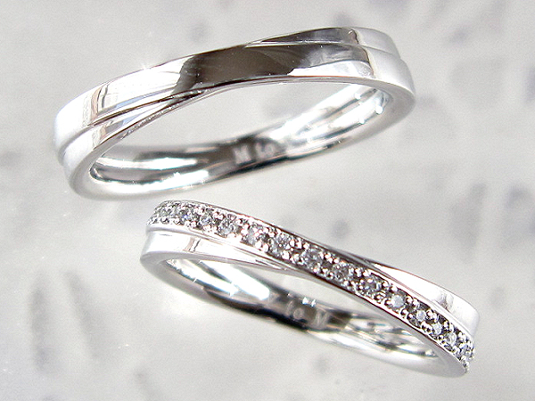 結婚指輪｜人気 の シンプル で 細い マリッジリング デザイン  ダイヤモンド × K18WG ホワイトゴールド 