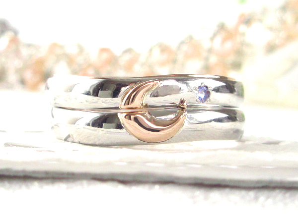 オーダーメイドマリッジリング｜結婚指輪はフルオーダーで プラチナ＆ピンクゴールド・三日月モチーフデザイン